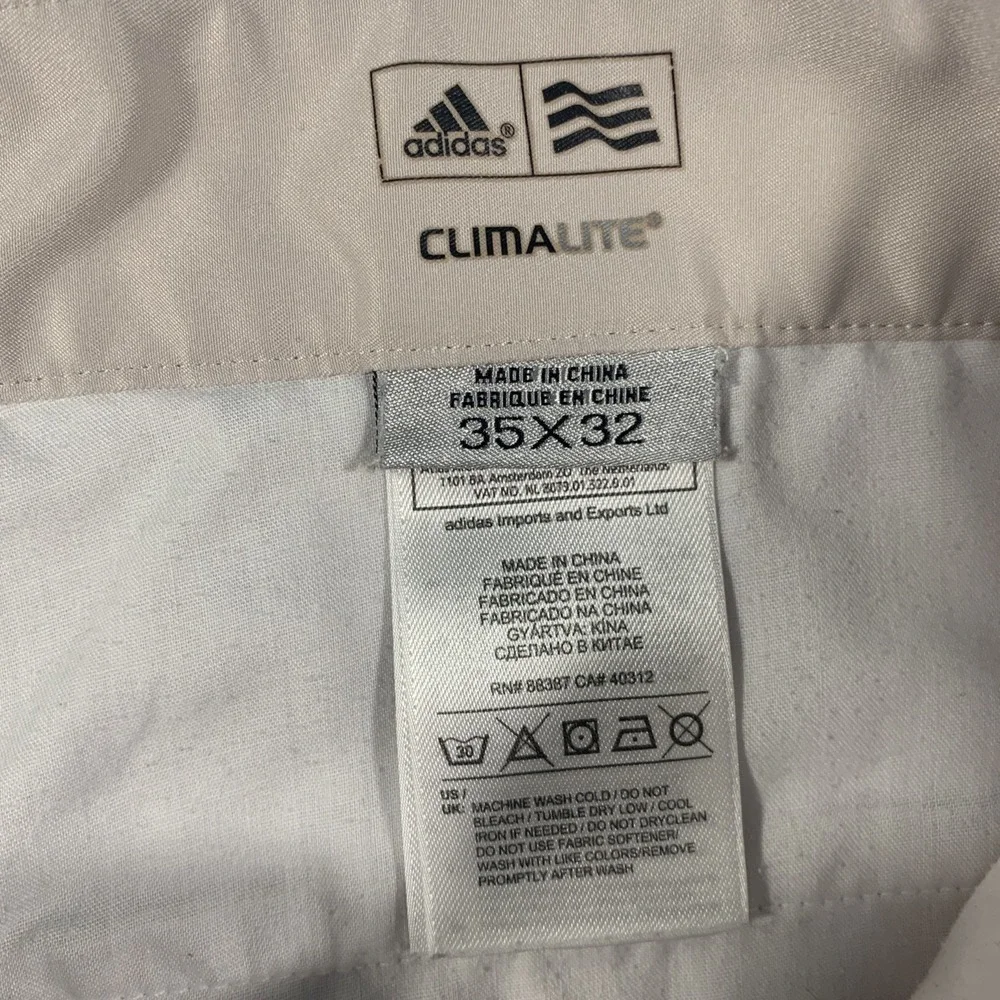 Adidas ClimaLite Golf Pants Men's 35 x 32 Beige Flat Front Regular Straight‎ Leg